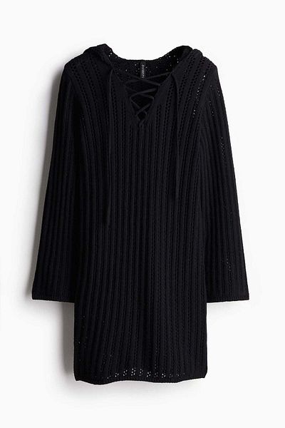H&M Lacing-detail Hooded Dress