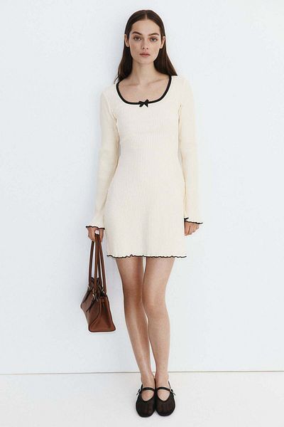 H&M Ribbed flared-skirt dress