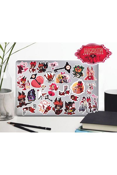 hediyenebak Hazbin Hotel V1 Sticker Set |   Laptop Agenda Pc Tablet Phone Notebook Sticker Bullet Journal