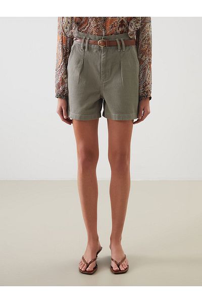 LC Waikiki Women's Jeans Shorts with Waist Belt