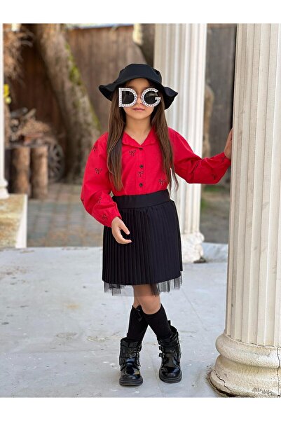 zeynoshkids KIZ ÇOCUK GÖMLEK ETEK ALT ÜST BAYRAMLIK TAKIM