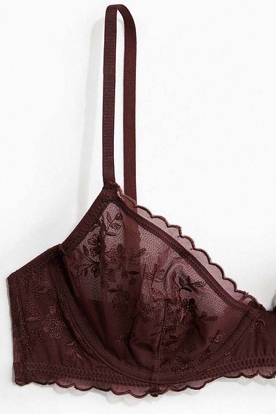 H&M Underwired embroidered mesh bra