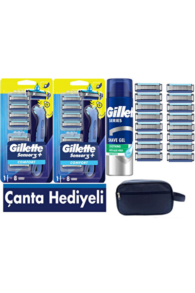 Gillette Sensor3 Plus Comfort 2 Makine +16 Adet Yedek Tıraş Bıçağı+ 200 ML JE...