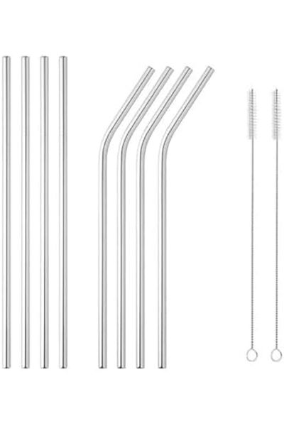 Other Reusable Stainless Steel Drinking Straw Set with 8 Straws and 2 Cleaning Brushes