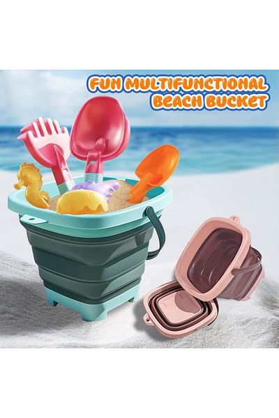 Choice Cyan Children's Collapsible Bucket Multi-functional Small Bucket Seaside Toys Play Sand Portable Pla