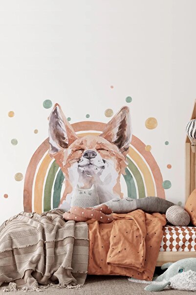 KT Decor Autocolant de perete pentru camera copiilor cu buline curcubeu boho ...