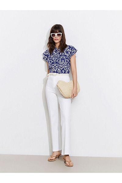 LC Waikiki Tie Collar Patterned Women's Blouse