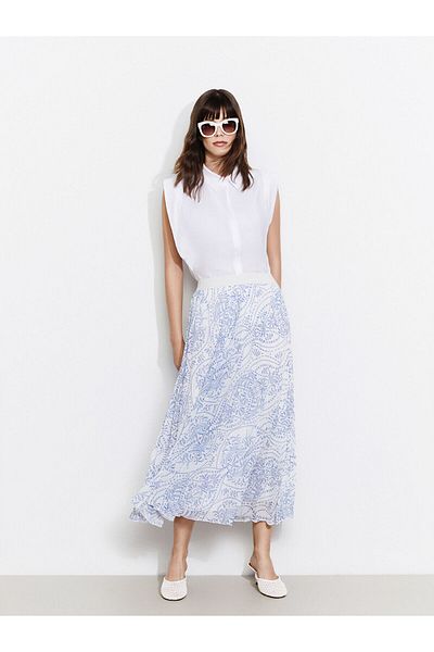 LC Waikiki Patterned Women's Chiffon Skirt with Elastic Waist