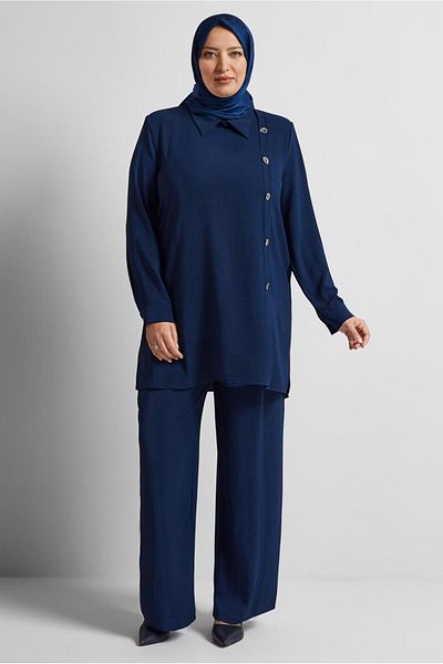 Alvina Costum cu guler de cămașă și pantaloni 20716