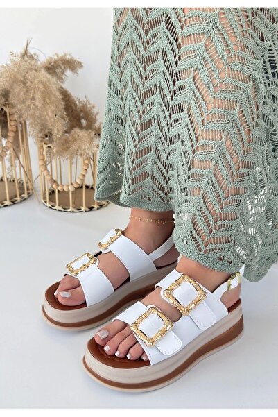 meSga butik Stan White Skin Sandals