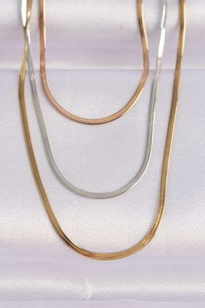 Skygo 316L Steel 3 Color Italian Chain Multiple Necklace - Tj-Bko8641