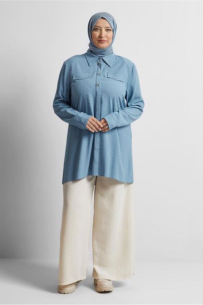 Alvina Shirt Collar Viscos Tunic 20742