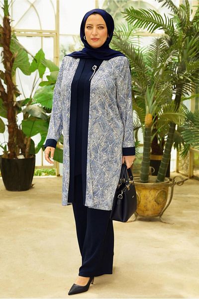 Alvina Patterned Triple Pants Suit 20712