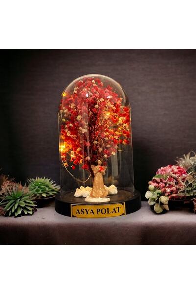 hediye arıları Kişiye Özel Kuru Çiçekli ve Şans Meleği Biblolu Fanus - Büyük ...