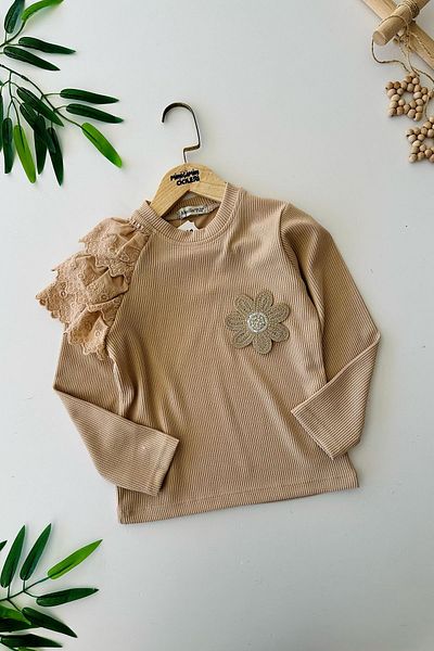 Minigimin Cicileri Детски суитшърт с волани и камъчета Cicileri на My Little One's - Млечно кафе