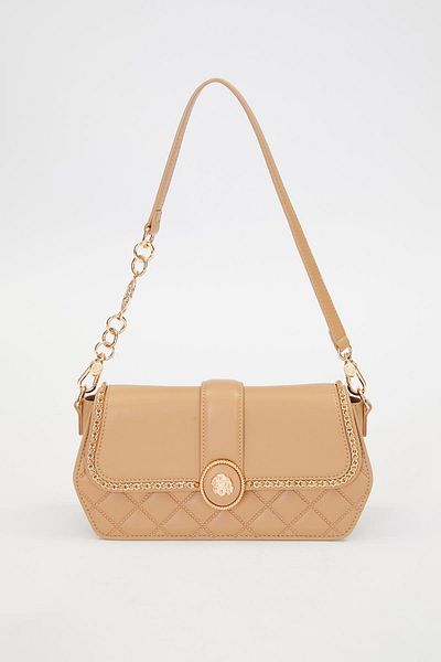 Levidor Khaki Round Buckle Detail Shoulder Bag