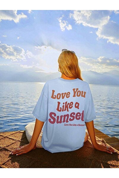 NOFLEN Like a Sunset Printed Γυναικείο Oversize T-shirt Casual Boyfirend