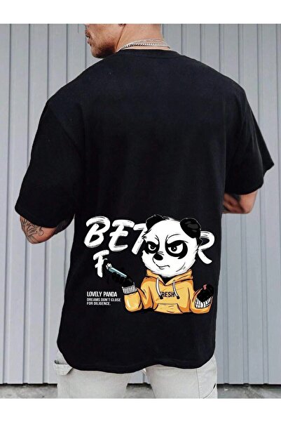 NOFLEN Lovely Panda Printed Oversize ανδρικό μπλουζάκι Casual Boyfirend