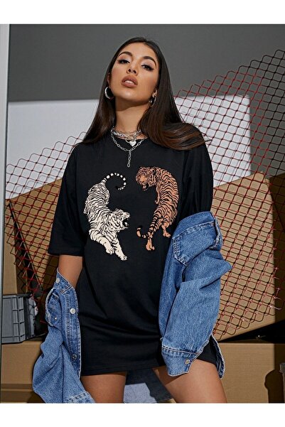 NOFLEN Oversize T-shirt Tiger Printed