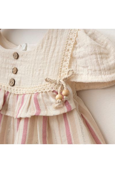 Lumia Baby Glitter Detailed Buttoned Baby Girl Dress