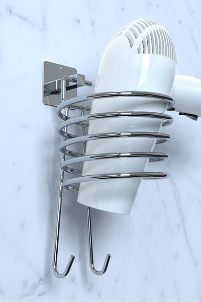 Sas Haus Κρεμάστρα για πιστολάκι μαλλιών Stop Drilling Adhesive Chrome Yk-710