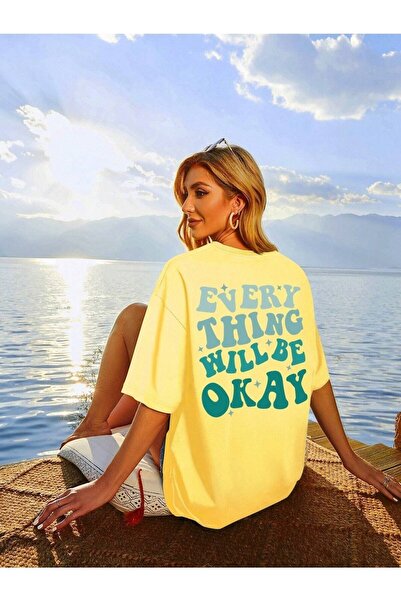 NOFLEN Θα είναι εντάξει Γυναικείο μπλουζάκι με στάμπα Oversize Casual Boyfirend