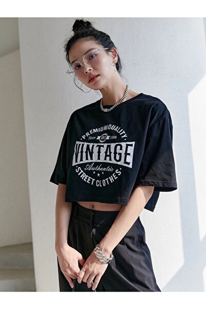 NOFLEN Crop Vintage Printed