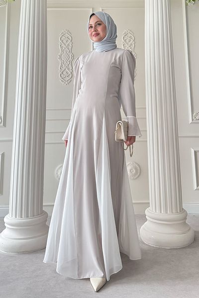 InStyle Sleeve and Skirt Tulle Detail Stone Dress