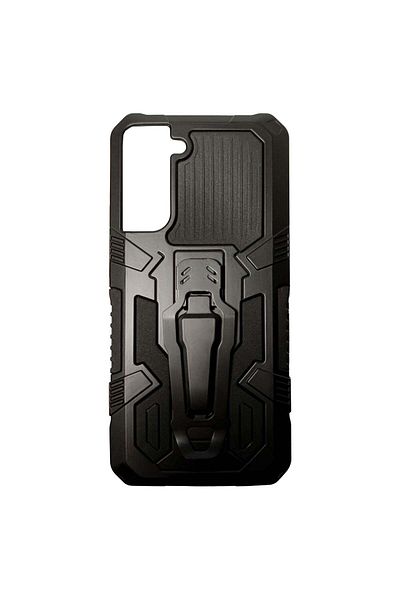 REDz Accessories Case Compatible with Samsung S21 Plus Dual Thunder Armor model with Stand, Silicone+PC Black