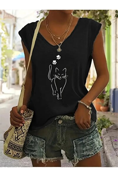 NOFLEN Γυναικείο μπλουζάκι με λαιμόκοψη V, αμάνικο Oversize Salas Boyfriend