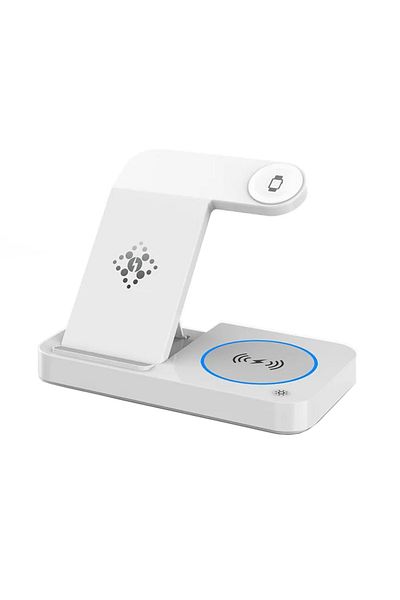 REDz Accessories 4 In 1 Desk Stand, Multi Charge B-18, 15w Wireless Charging, Universal, White