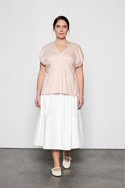 LUOKK Anko Sleeve Gathered Plus Size Blouse Powder