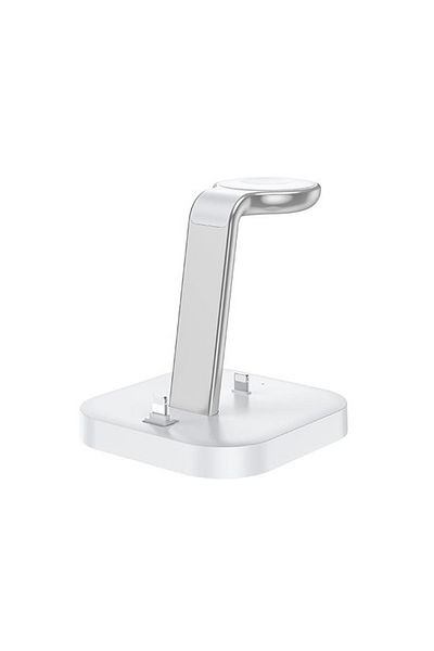 REDz Accessories 3 In 1 Charging Stand For Desk, Lightning Plug And Wireless Charging, Hoco Cw43, White