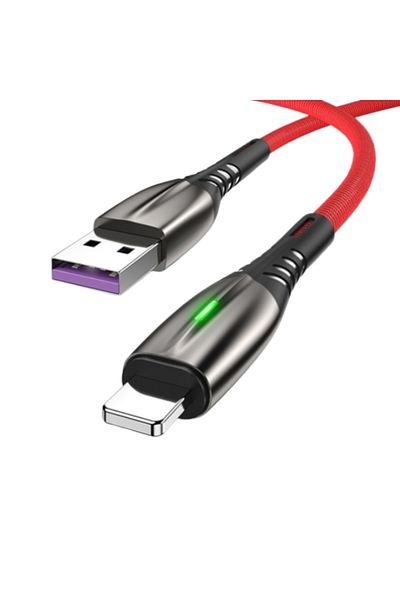 REDz Accessories Cable Compatible With Iphone, Lightning, 30cm, Led, Textile, Red