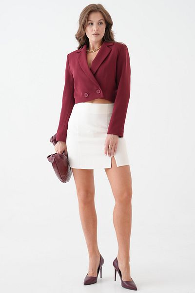 Saade Jachetă crop cu două piepturi burgundy