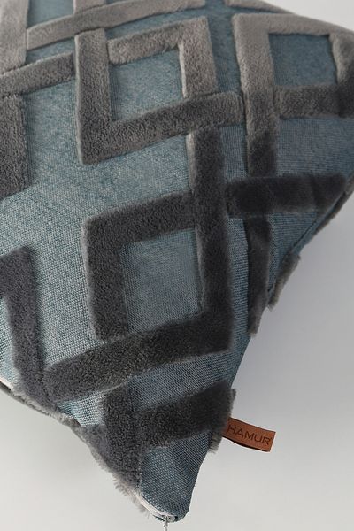 HAMUR Bohemian Special Design Punch Punch Model Decorativ dreptunghiular Husă de pernă Mila Gri Albastru