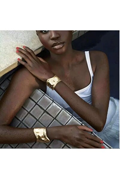 Genel Markalar Tiffany Model Gold Altın Renk Kalın Kelepçe Bilezik