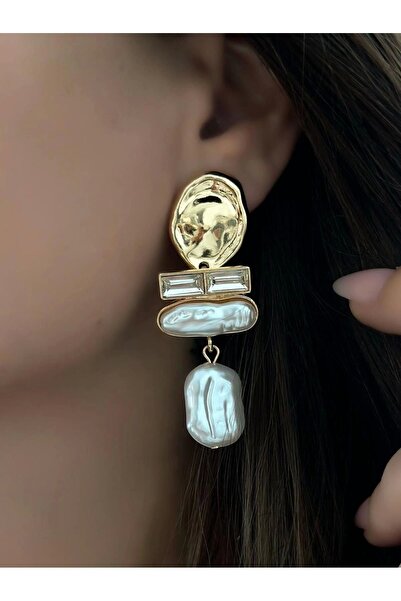 MyladyAccessoriess أقراط متدلية عتيقة من الزركون وحجر الباروك واللؤلؤ