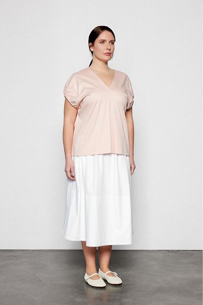 LUOKK Anko Sleeve Gathered Plus Size Blouse Powder
