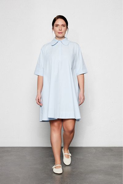 LUOKK Magnus Plus Size Purple Mini Shirt Dress Light Blue