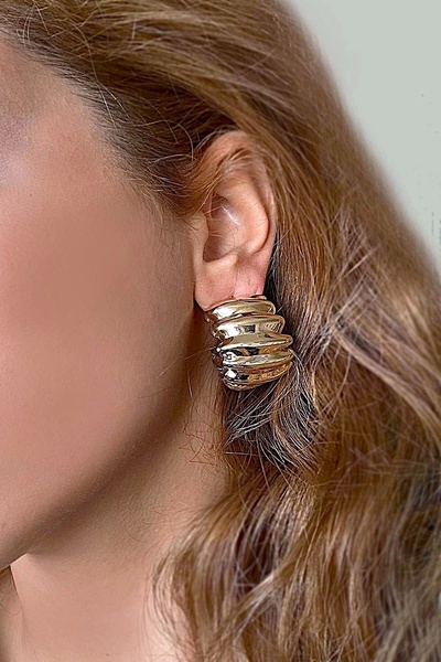 Mercan Aksesuar Çelik Kalın Kabartma Küpe