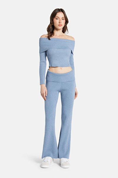 Guess Women's Flared Leg Blue Trousers