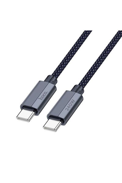 REDz Accessories Hoco USB Type C to USB Type C Cable, Fast Charging, PD QC 3.0, 5A, 240W, 1.8 m, Gray