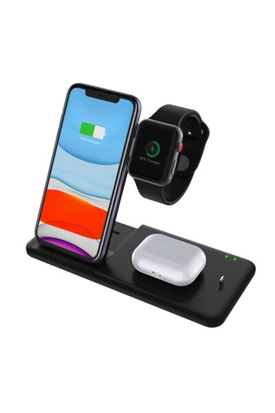 REDz Accessories Βάση φόρτισης 4 σε 1, Ασύρματη φόρτιση, Apple Watch, iPhone, Airpods, Μαύρο