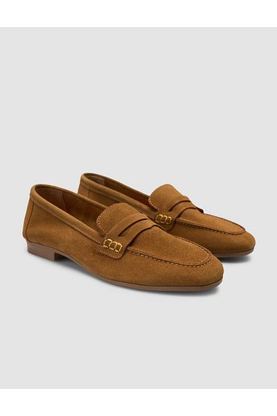 Cabani 100% Genuine Leather Tan Suede Women's Loafer