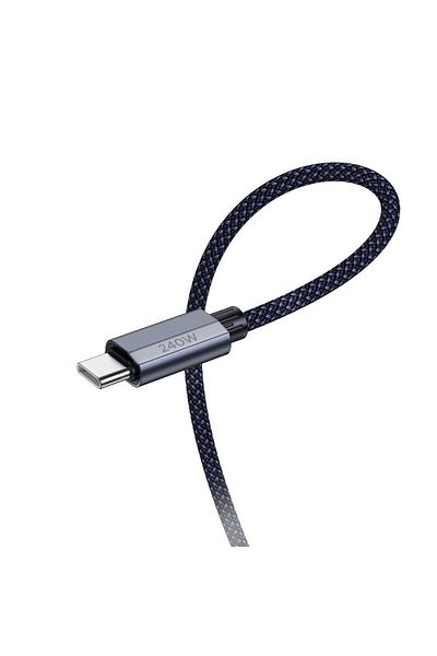 REDz Accessories Hoco USB Type C to USB Type C Cable, Fast Charging, PD QC 3.0, 5A, 240W, 1.8 m, Gray