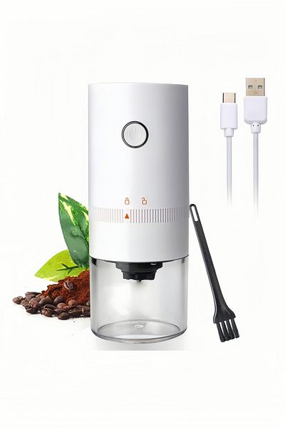fulina Portable electric coffee grinder,USB charging,5 adjustable gears,easy to clean,for travel,white