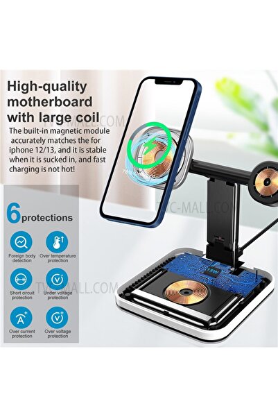 REDz Accessories Βάση ασύρματης φόρτισης JLM J5 5 σε 1, πολυλειτουργική, φωτεινή, γενικής χρήσης, μαύρη