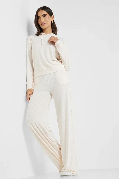 Guess Women's White Monica Beige 4g Logo Sweatpants