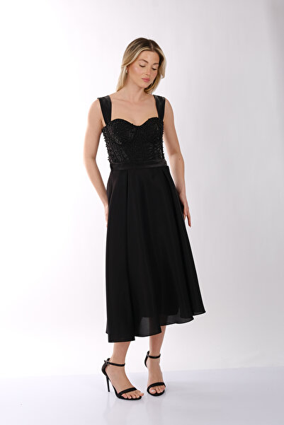 ANKYRA Kadın İnci Taşlı Tüllü Kısa Abiye Elbise 25YANK3204